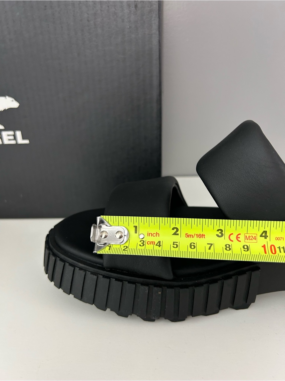 NWT SOREL Ona Streetworks Platform Slide Leather Upper Sandals Black Size 9.5 - Picture 14 of 15